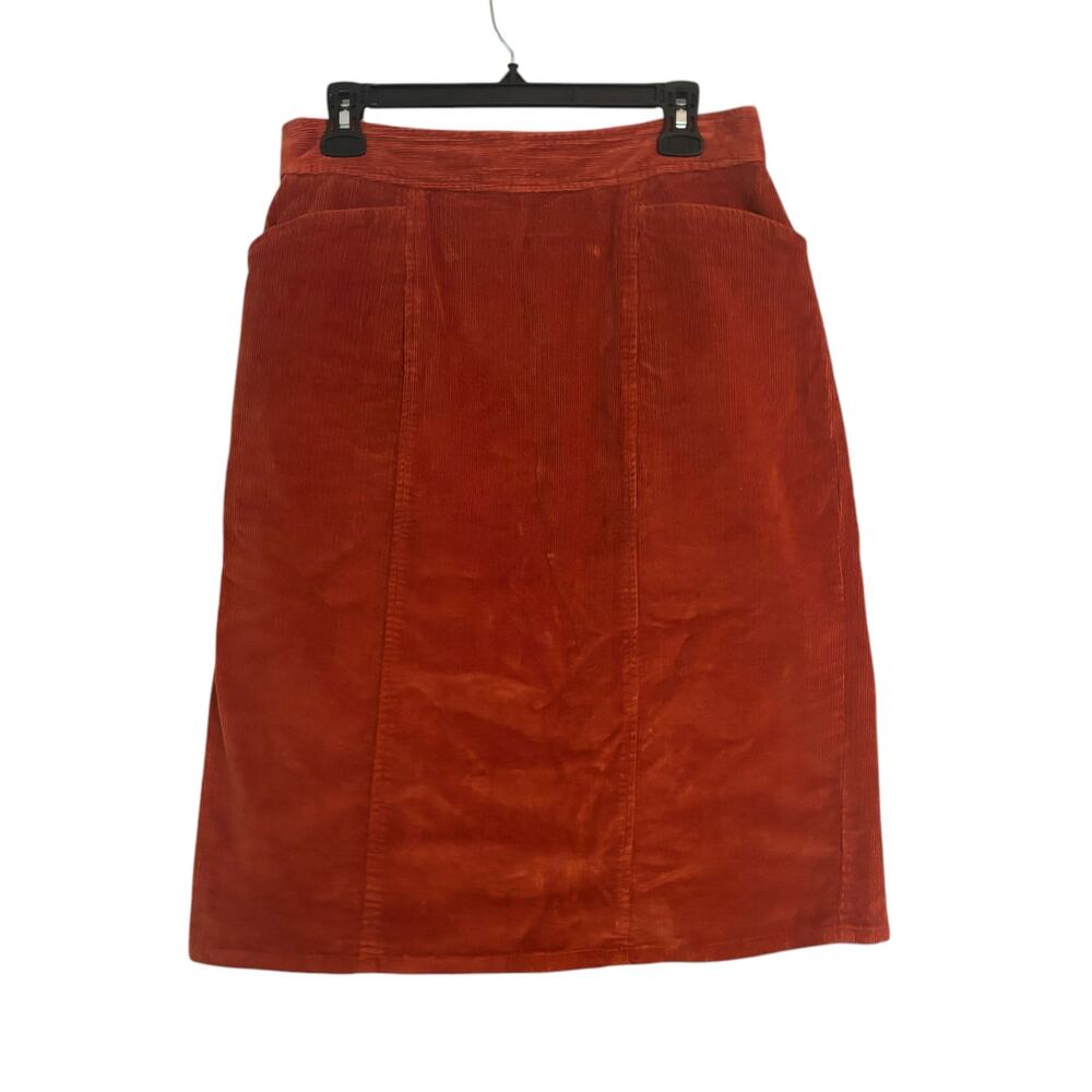 Orvis Skirt Womens 10 Orange Rust Corduroy Pencil Long High Waist Zip Up Hobo